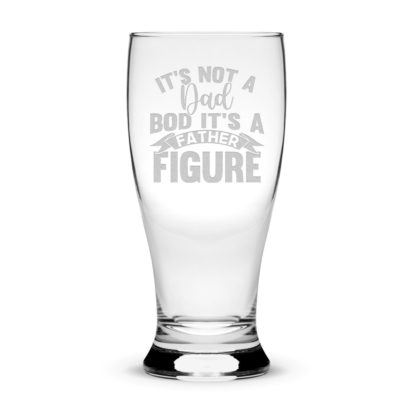 Integrity Bottles, Father Figure, Premium Pilsner Glass, Handmade, Handblown, Laser Etched or Hand Etched Gifts, Sand Carved, 16oz