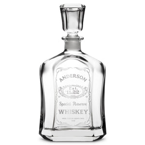 Customizable Jack Daniel's, Premium Refillable Capital Style Liquor Bottle, Handmade, Handblown, Hand Etched Gifts, Sand Carved, 750ml, Laser Etched or Hand Etched
