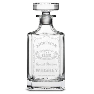 Customizable, Premium Refillable Diamond Style Liquor Bottle, Handmade, Handblown, Hand Etched Gifts, Sand Carved, 750ml, Laser Etched or Hand Etched, Laser Etched or Hand Etched