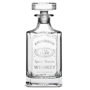 Customizable, Premium Refillable Diamond Style Liquor Bottle, Handmade, Handblown, Hand Etched Gifts, Sand Carved, 750ml, Laser Etched or Hand Etched, Laser Etched or Hand Etched