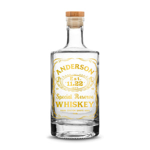 Customizable Jack Daniel's, Premium Refillable Jersey Style Liquor Bottle, Handmade, Handblown, Hand Etched Gifts, Sand Carved, 750ml, Laser Etched or Hand Etched