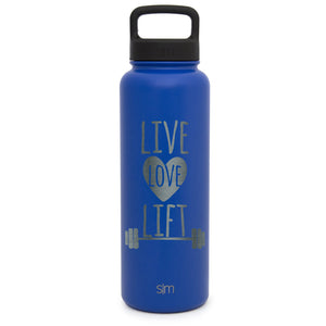 Integrity Bottles, Premium Stainless Steel Water Bottle, Live Love Lift Design, Extra Lid, 40oz