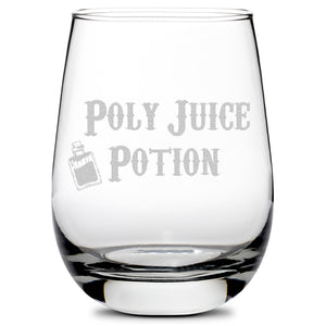 Integrity Bottles, Premium Harry Potter, Poly Juice Potion, Wine Glass, Handmade, Sand Carved, 16oz, Laser Etched or Hand Etched