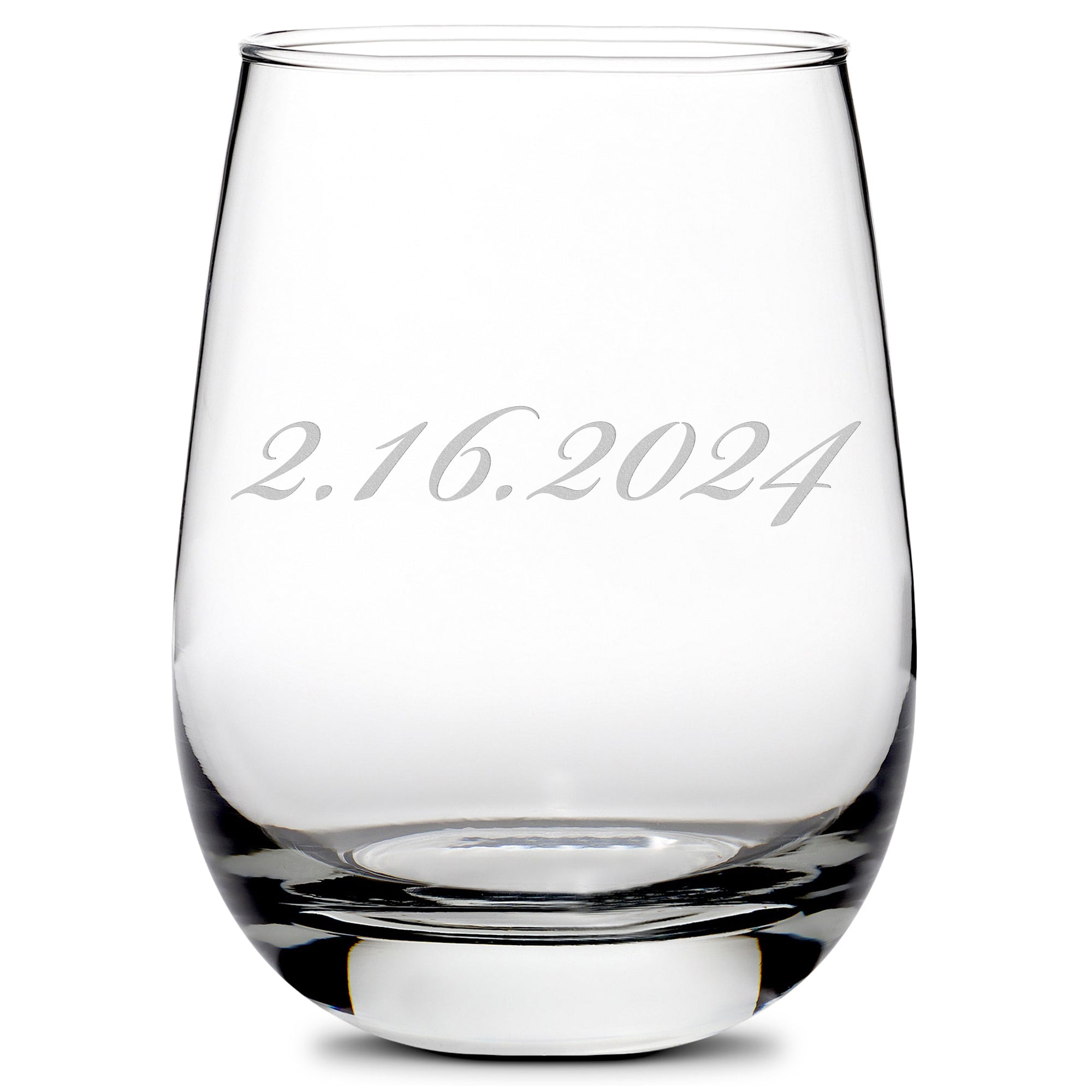 Customizable, Customizable Wedding Date, Handmade, Handblown, Hand Etched Gifts, Sand Carved 16oz