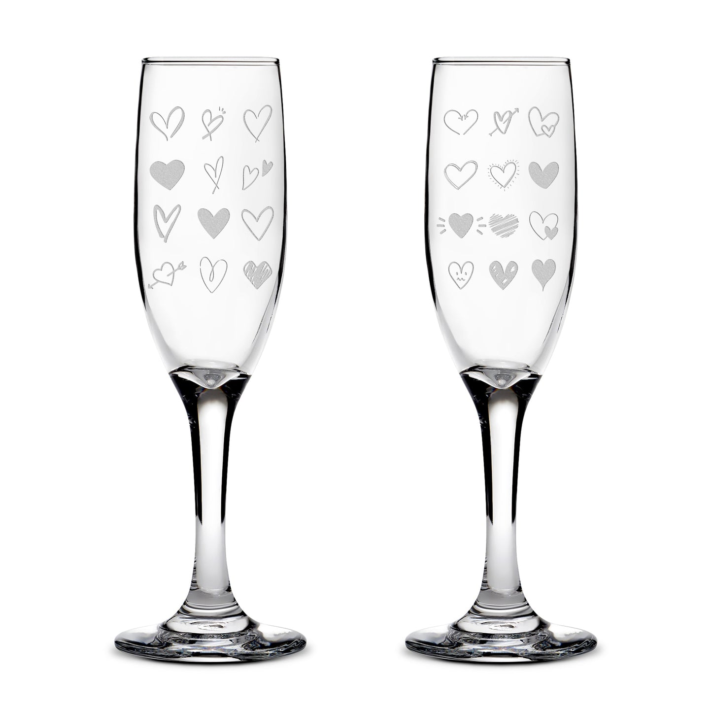 Premium Stemmed Champaign Flute, A Lot of Love, Set of 2, Laser Etched or Hand Etched