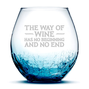 Crackle Wine Glass, Avatar Way of Wine, Laser Etched or Hand Etched, 18oz
