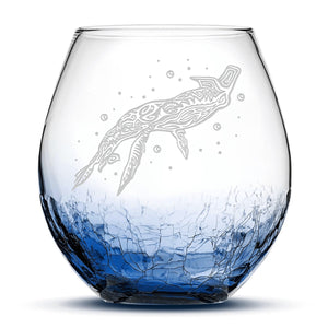 Crackle Wine Glass, Avatar Tulkun, Laser Etched or Hand Etched, 18oz