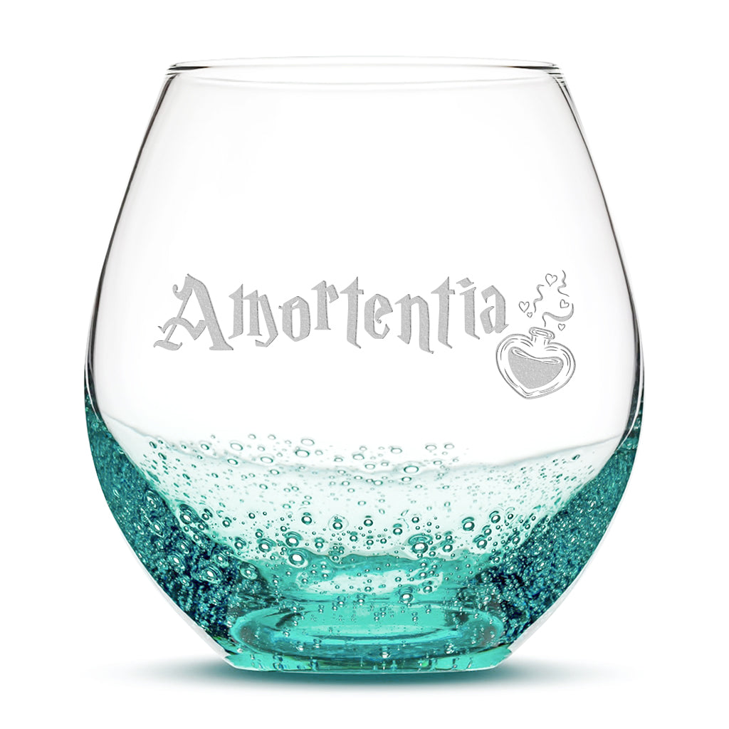 Crackle/Bubble Wine Glass, Amortentia, Laser Etched or Hand Etched, 18oz