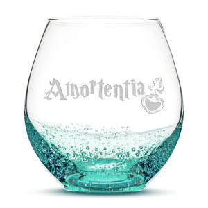 Crackle/Bubble Wine Glass, Amortentia, Laser Etched or Hand Etched, 18oz