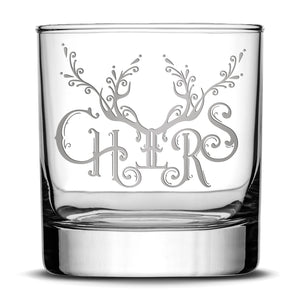 Premium Christmas Cheers Whiskey Glass, Laser Etched or Hand Etched 11oz Rocks Glass, Made in USA, Laser Etched or Hand Etched