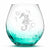 Crackle Wine Glass, Seahorse Design, Hand Etched, 18oz
