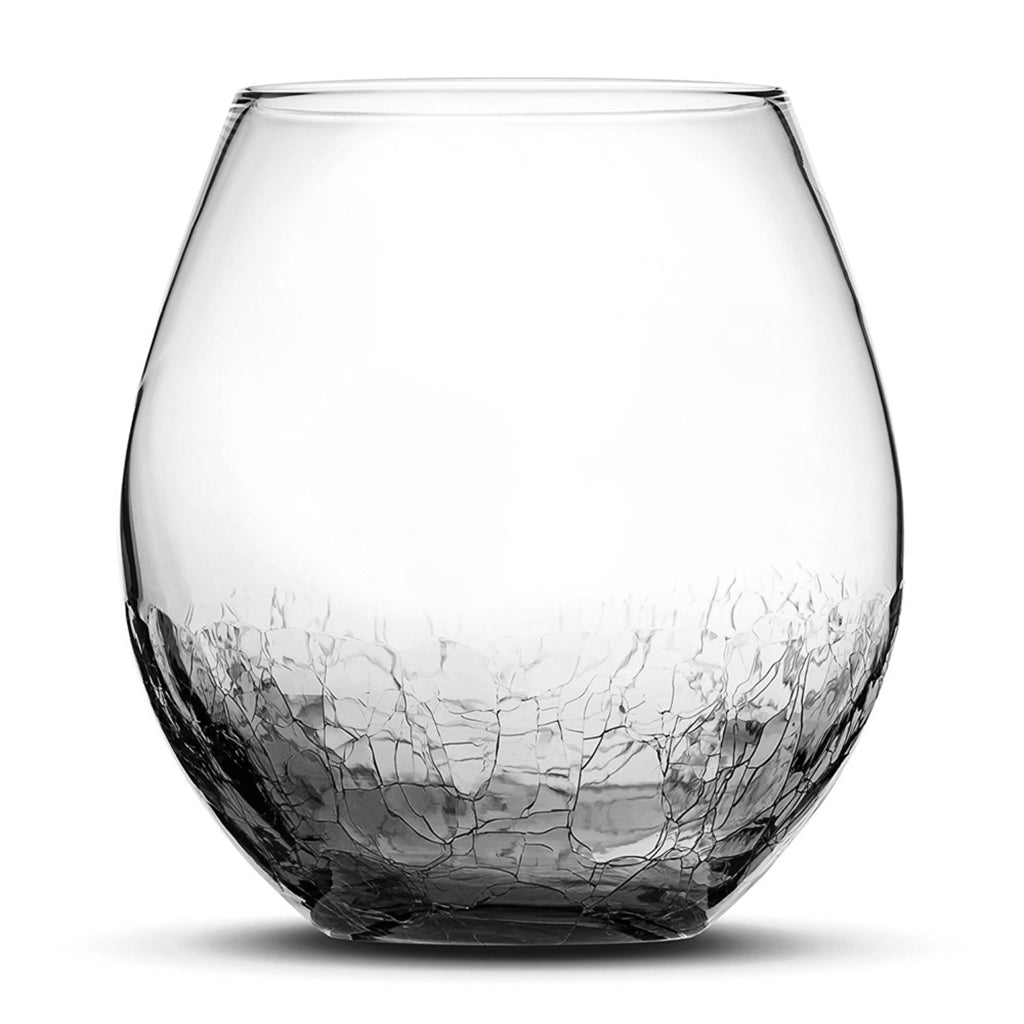 Crackle Smoke Wine Glass, 18oz