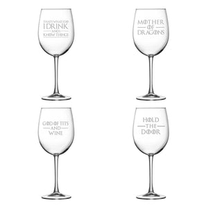 Premium Wine Glass, Game of Thrones, Quote Selection, 16oz, Laser Etched or Hand Etched