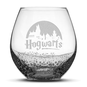 Integrity Bottles, Bubble Wine Glass, Harry Potter, Hogwarts, Laser Etched or Hand Etched, 18oz