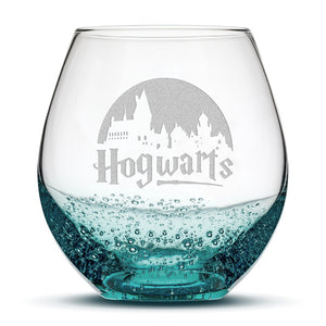 Integrity Bottles, Bubble Wine Glass, Harry Potter, Hogwarts, Laser Etched or Hand Etched, 18oz