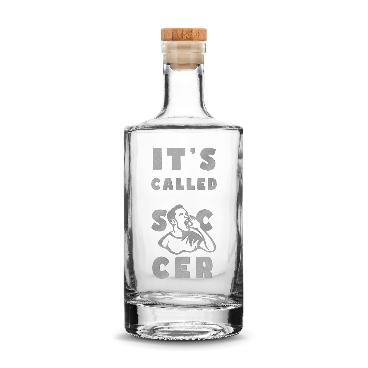 Premium Jersey Liquor Decanter, It's Called Soccer, 750mL, Laser Etched or Hand Etched