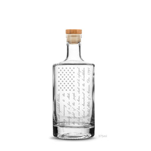 Premium Bottle, Small Jersey 375 mL Whiskey Decanter Cork Stopper, 2nd Amendment Flag, Laser Etched or Hand Etched