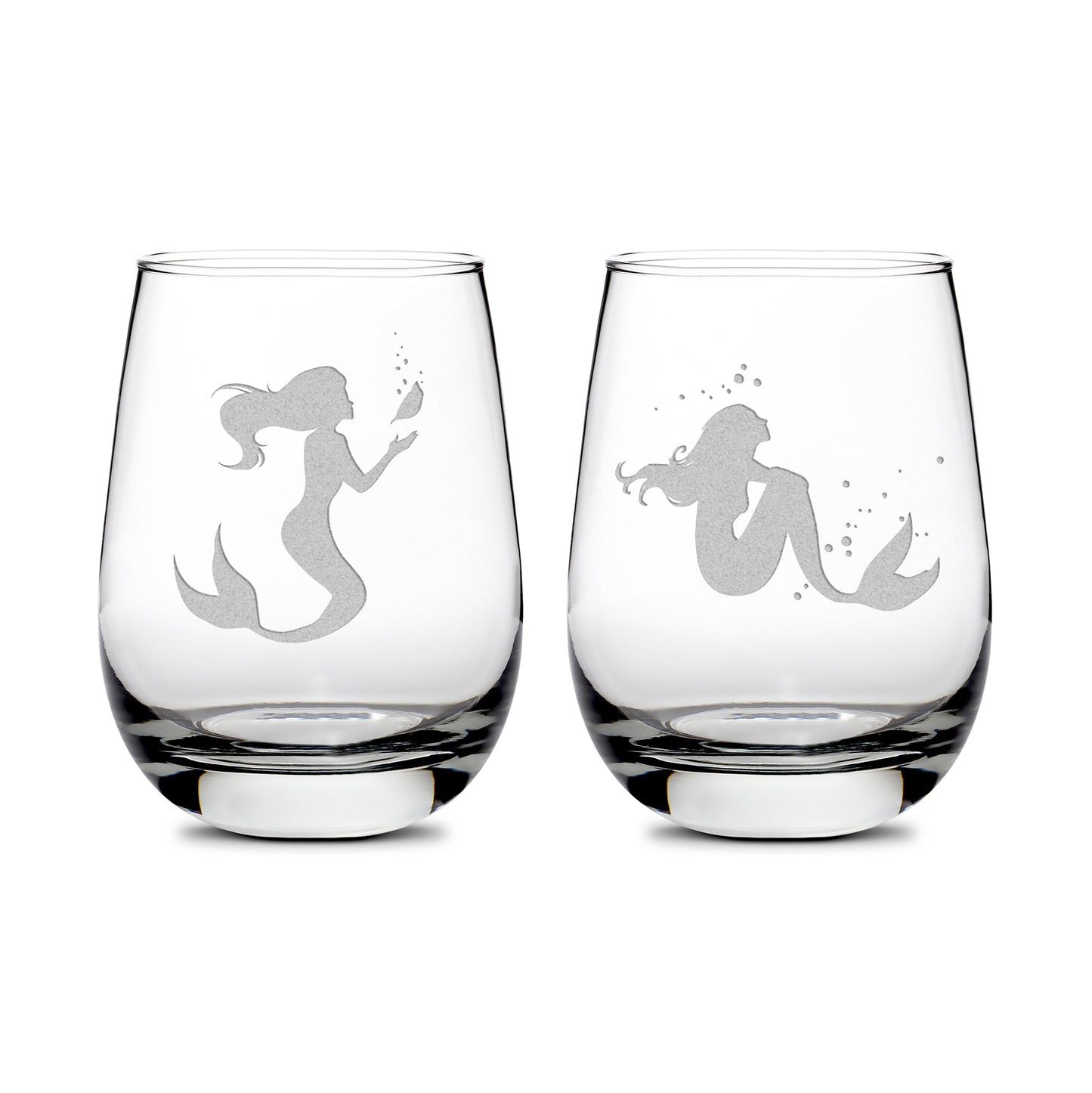 Premium Wine Glasses, Mermaids, 1oz (Set of 2), Laser Etched or Hand Etched