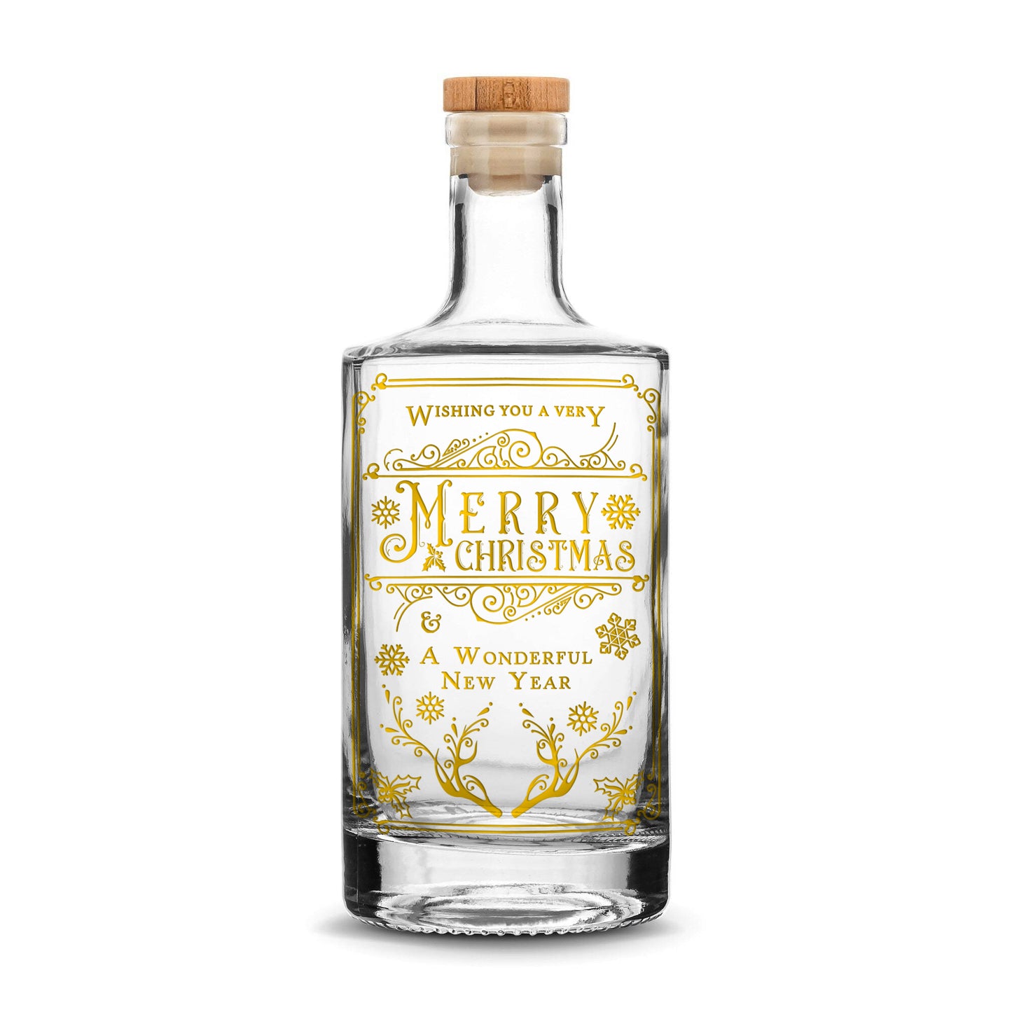 Merry Christmas Jersey Bottle, 750mL, Laser Etched or Hand Etched