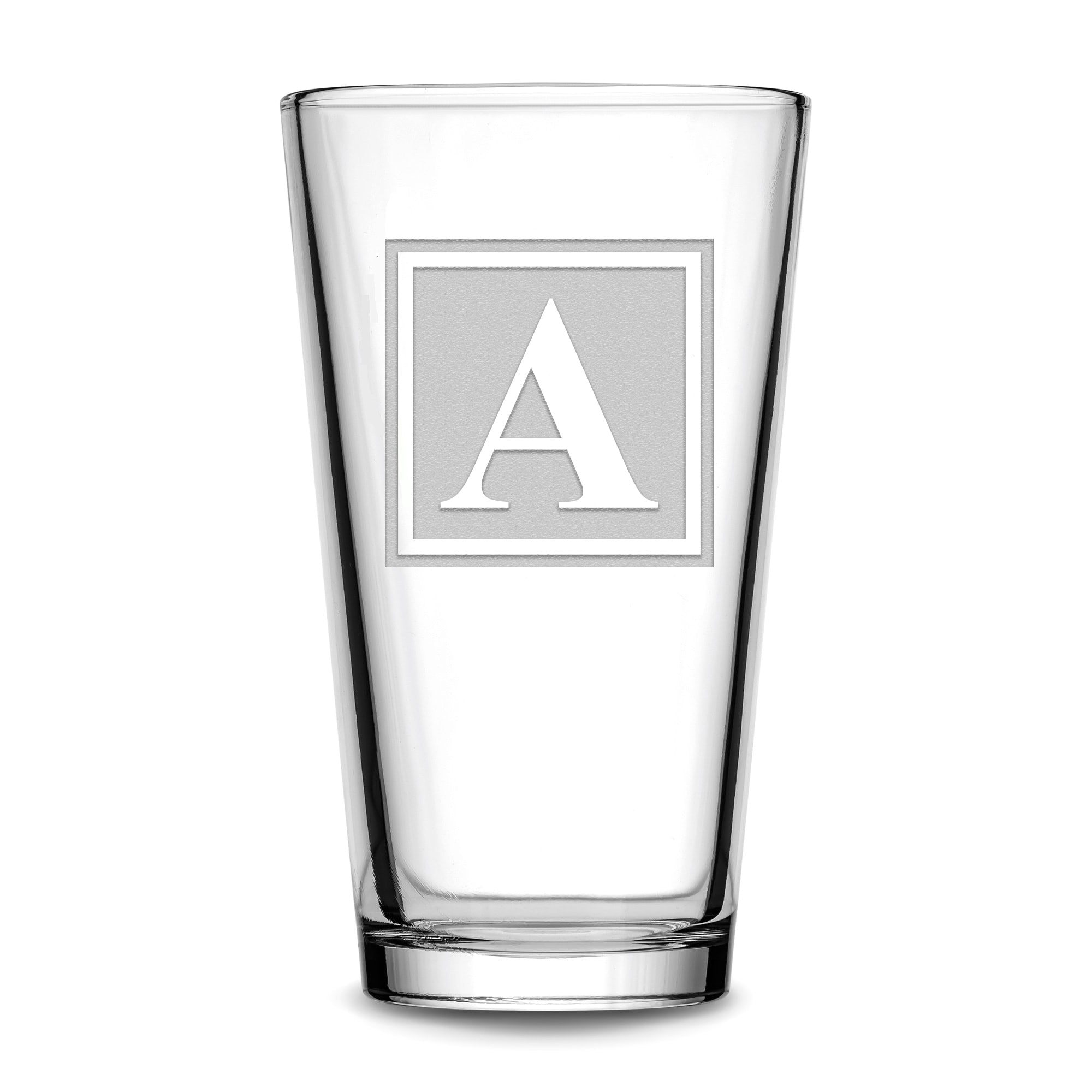 Customizable Monogram Etched Pint Glass, Beer Glass, 16oz