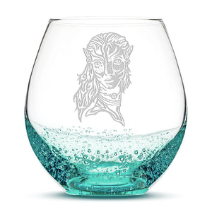 Bubble Wine Glass, Avatar Neytiri, Laser Etched or Hand Etched, 18oz