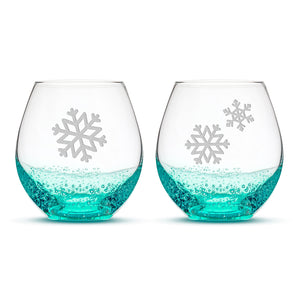 Bubble Wine Glasses, Snowflakes 2, Set of 2