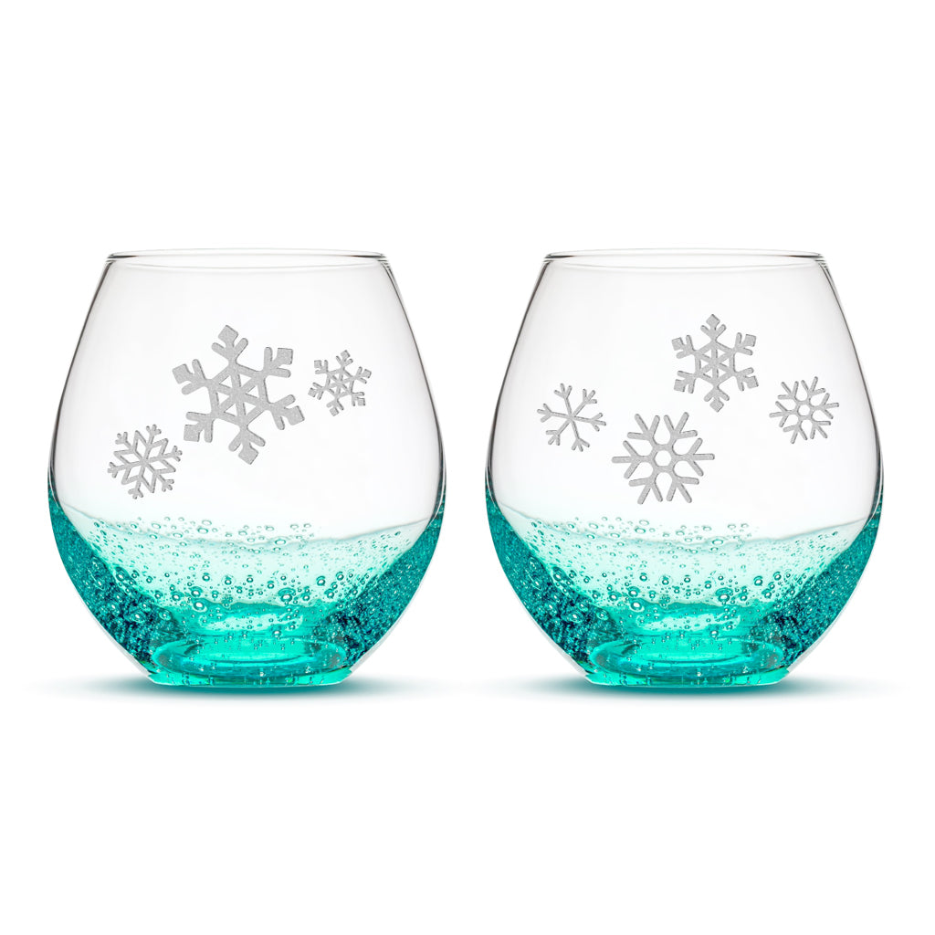 Bubble Wine Glasses, Snowflakes 1, Set of 2