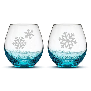 Bubble Wine Glasses, Snowflakes 2, Set of 2