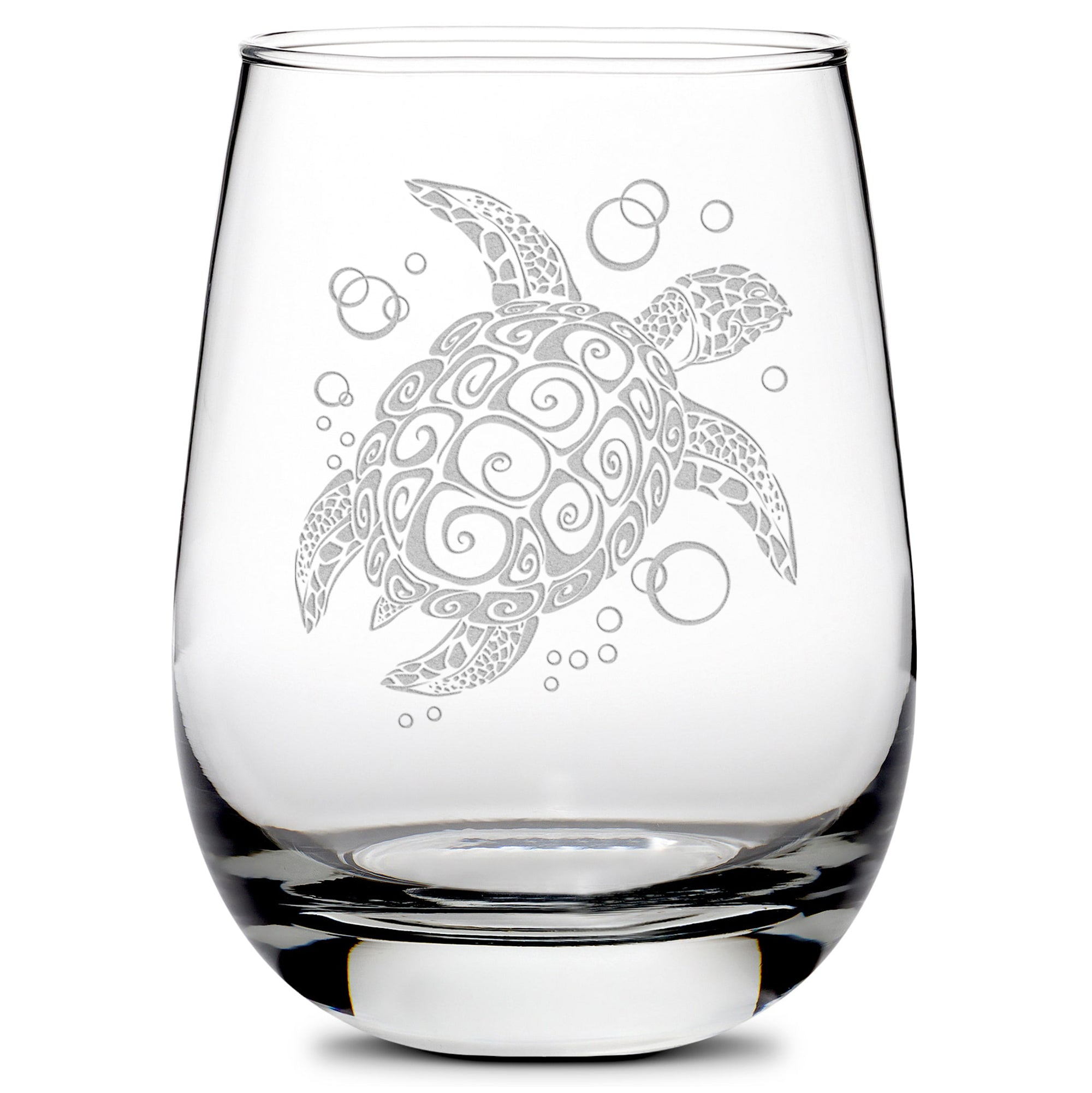 Premium Wine Glass, Sea Turtle Design, 16oz, Laser Etched or Hand Etched