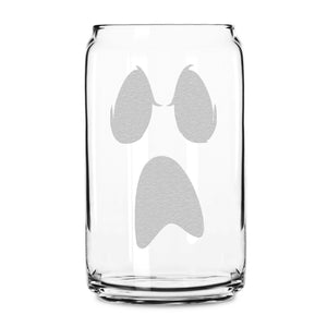 Integrity Bottles, Halloween, Ghost Face, Premium Beer Glass, Handmade, Laser Etched or Hand Etched, 16oz