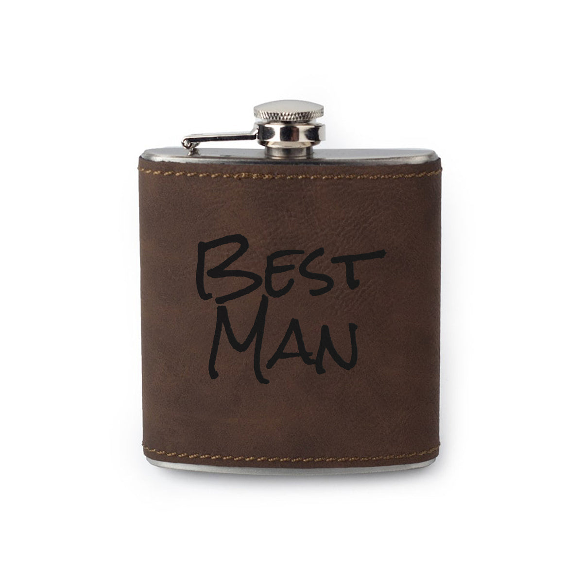 Integrity Bottles, Best Man, Premium Leather Saddle Flask, Laser Engraved Gifts, 6oz