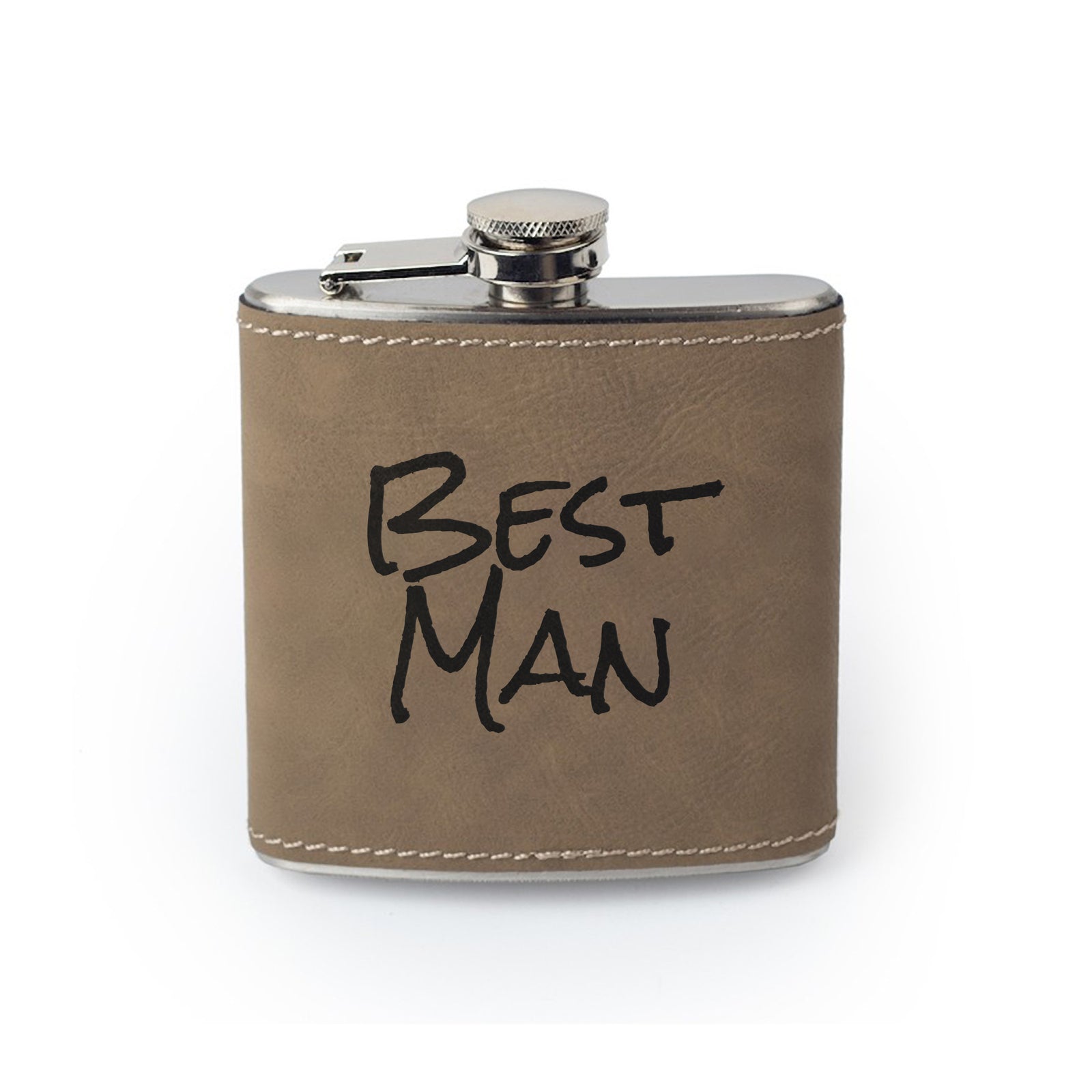 Integrity Bottles, Best Man, Premium Leather Saddle Flask, Laser Engraved Gifts, 6oz