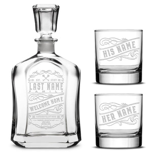 Customizable Welcome Home Capitol Decanter with Set of 2 Custom Whiskey Glasses, Olsen, 750ml