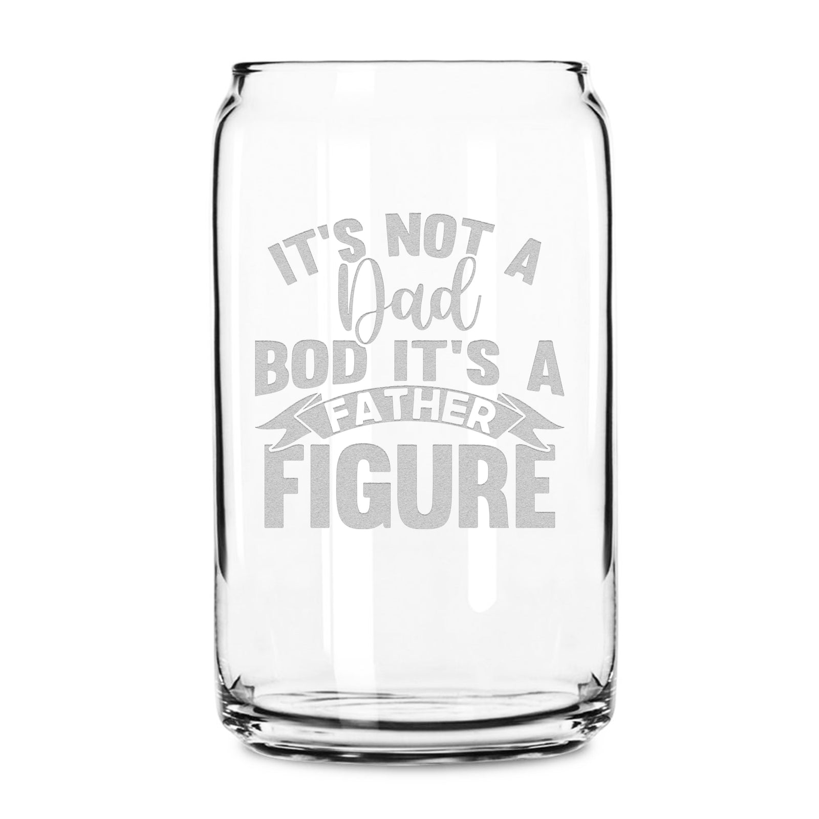 Integrity Bottles, Father Figure, Premium Beer Can Glass, Handmade, Handblown, Laser Etched or Hand Etched Gifts, Sand Carved, 16oz