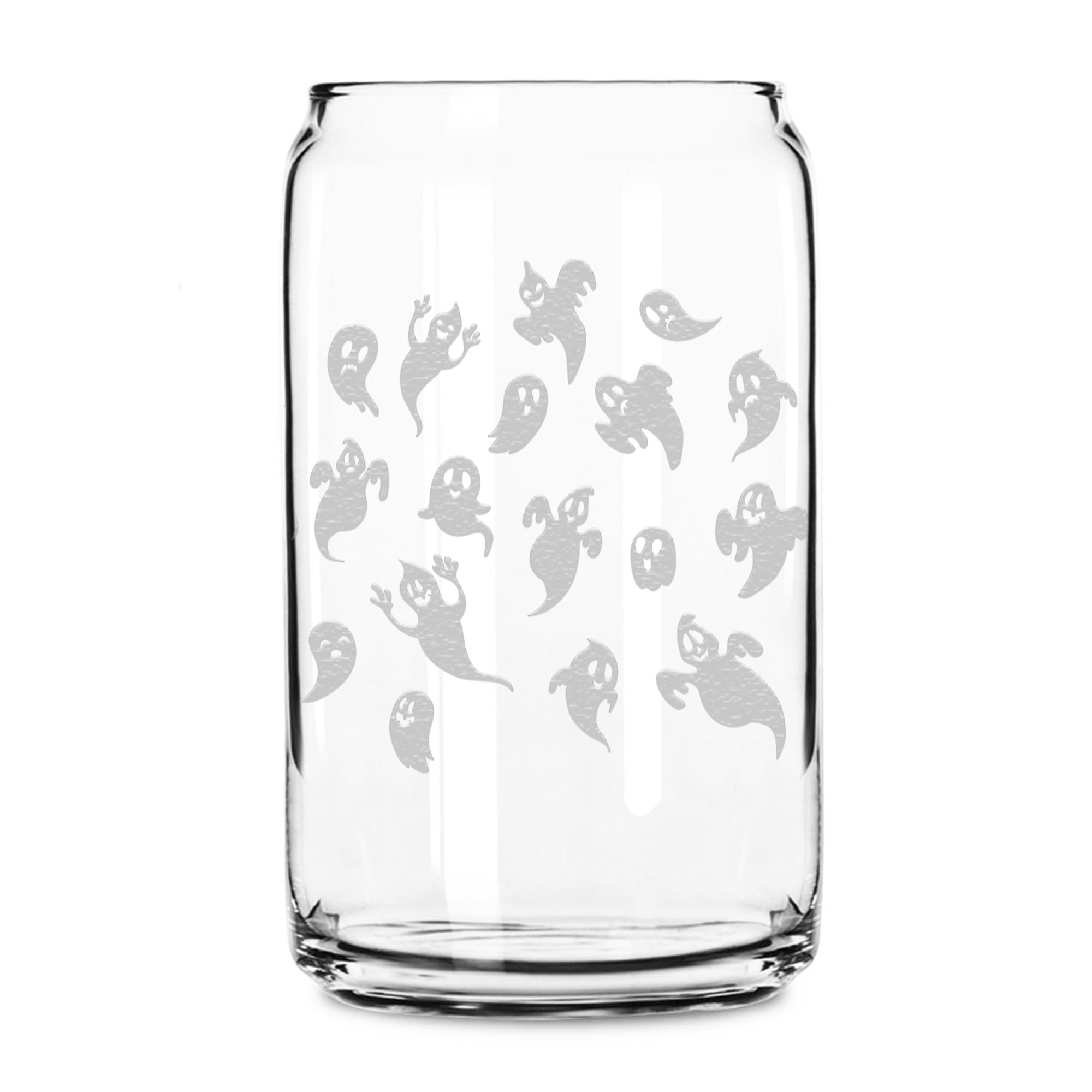 Integrity Bottles, Full 360°, Laser Etched, Halloween Ghost Wrap, Premium Beer Glass, Handmade, 16oz, Laser Etched or Hand Etched