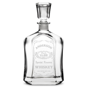 Customizable Jack Daniel's, Premium Refillable Capital Style Liquor Bottle, Handmade, Handblown, Hand Etched Gifts, Sand Carved, 750ml, Laser Etched or Hand Etched