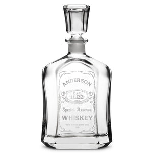 Customizable Jack Daniel's, Premium Refillable Capital Style Liquor Bottle, Handmade, Handblown, Hand Etched Gifts, Sand Carved, 750ml