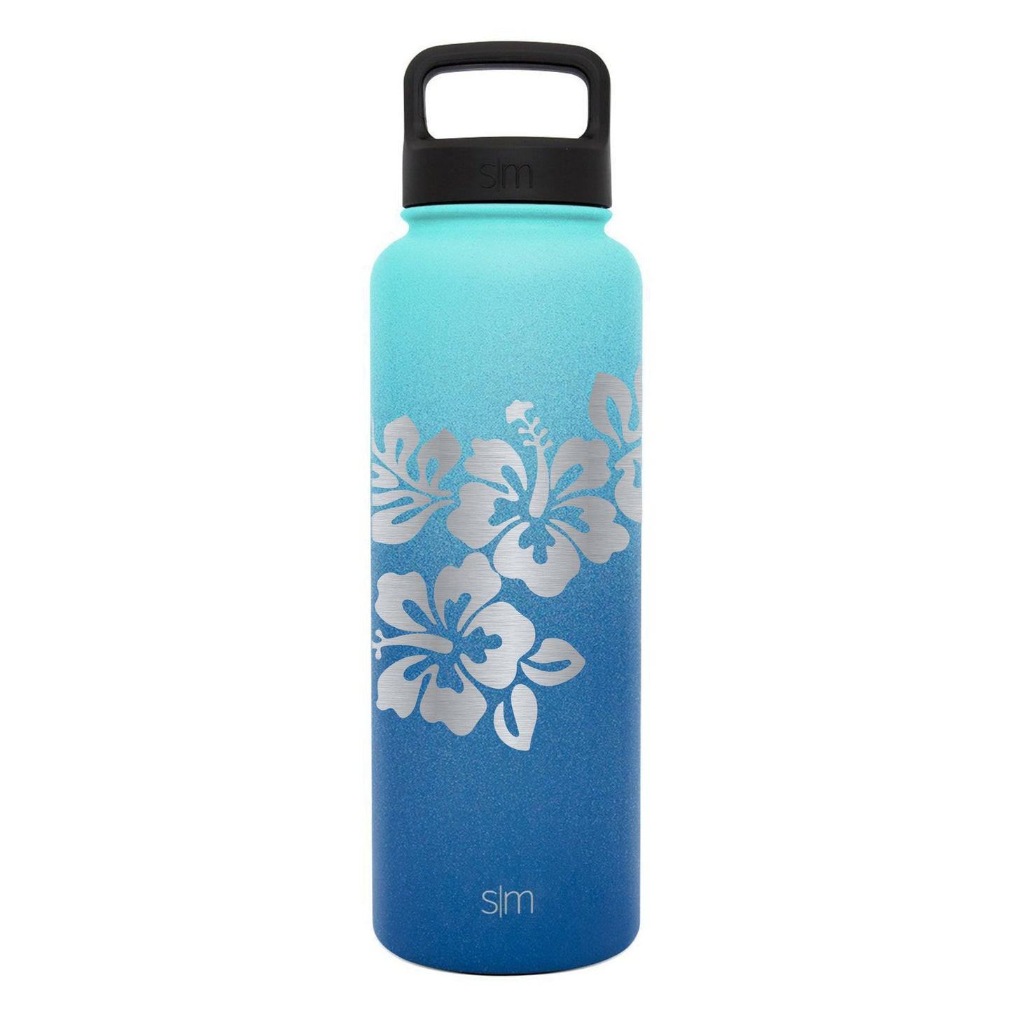 Premium Stainless Steel Water Bottle, Hibiscus Design, Extra Lid, 40oz