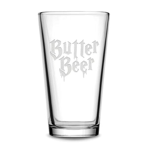 Integrity Bottles, Harry Potter "Butter Beer", Premium Beer Glass, Handmade, Laser Etched or Hand Etched, 16oz