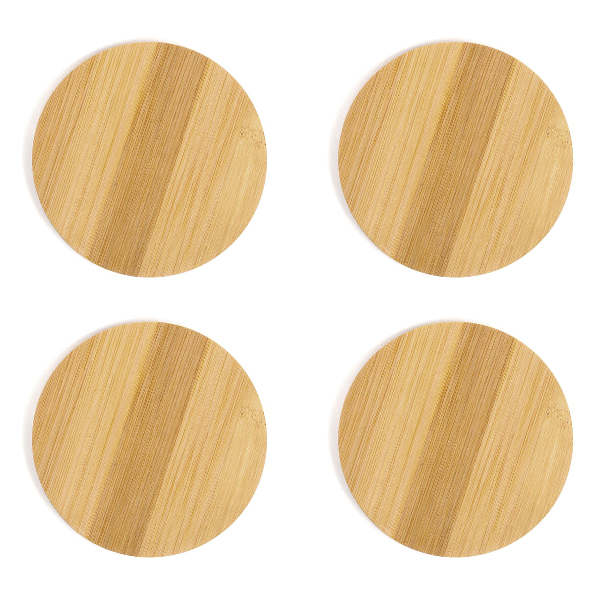 Integrity Bottles, (Set of 4) Customizable Circle Shaped Bamboo Coasters, Handmade, Laser Engraved, 3.75"
