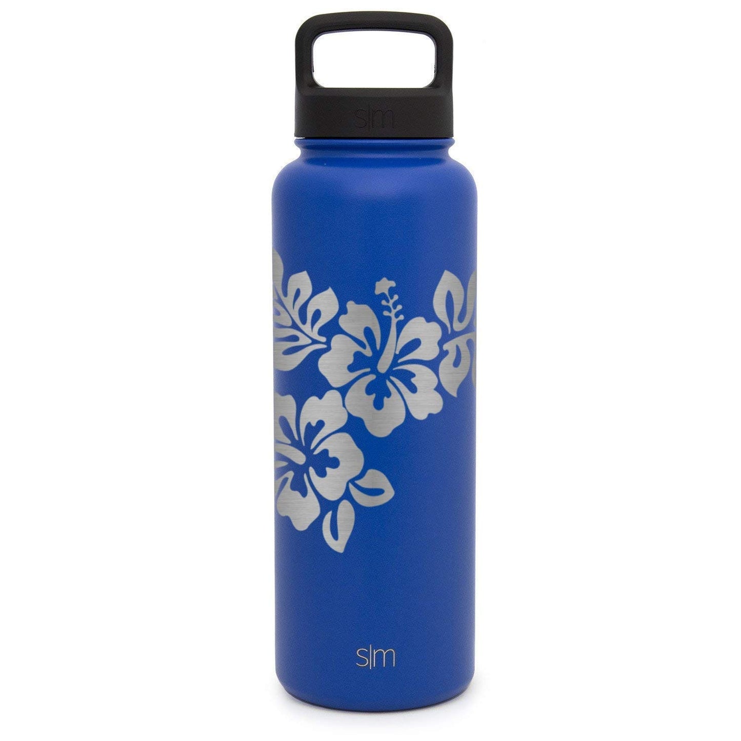 Premium Stainless Steel Water Bottle, Hibiscus Design, Extra Lid, 40oz