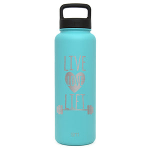 Integrity Bottles, Premium Stainless Steel Water Bottle, Live Love Lift Design, Extra Lid, 40oz