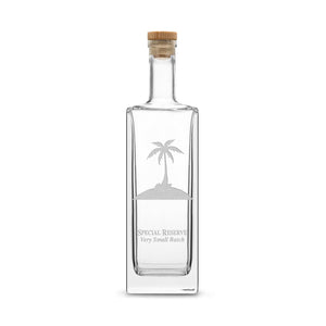 Integrity Bottles, Palm Tree Special Reserve, Premium Refillable Small Liberty Style Liquor Decanter, Handmade, Handblown, Hand Etched Gifts, Sand Carved, 375ml