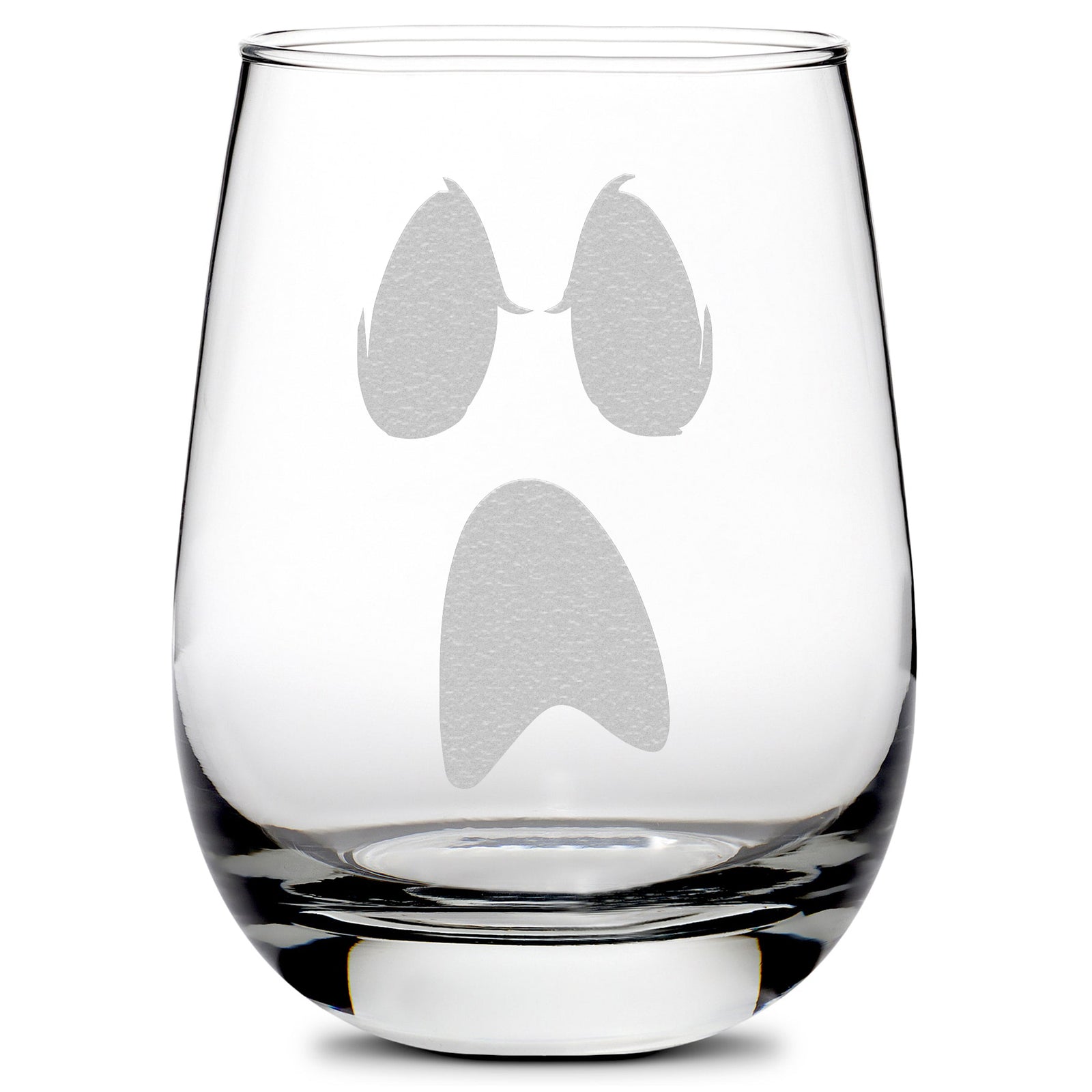 Integrity Bottles, Halloween, Ghost Face, Premium Wine Glass, Handmade, Laser Etched or Hand Etched, 16oz