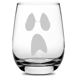 Integrity Bottles, Halloween, Ghost Face, Premium Wine Glass, Handmade, Laser Etched or Hand Etched, 16oz