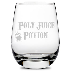 Integrity Bottles, Premium Harry Potter, Poly Juice Potion, Wine Glass, Handmade, Sand Carved, 16oz