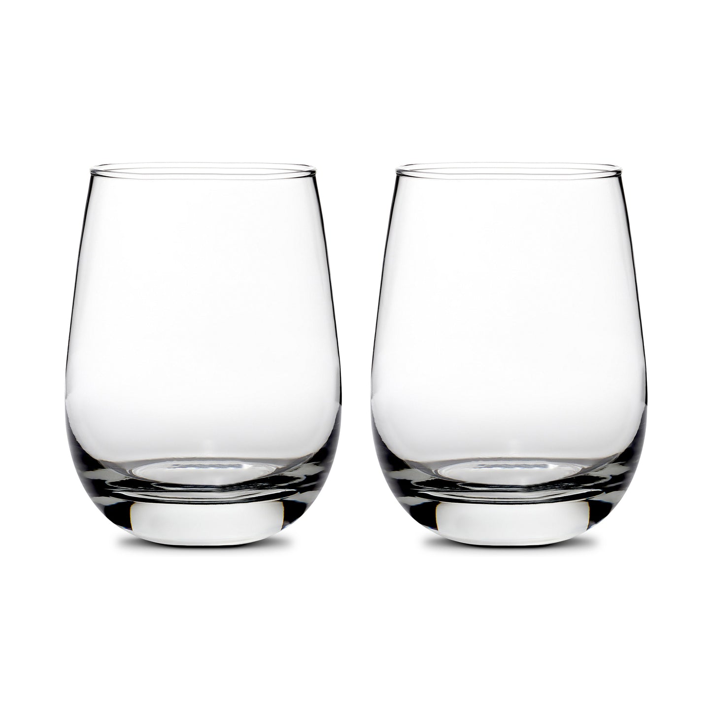 Customizable (Set of 2) Premium Stemless Wine Glasses, 16oz, Laser Etched or Hand Etched