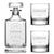 Customizable, Premium Refillable Diamond Style Liquor Decanter and (Set of 2) Premium Whiskey Glasses, Handmade, Handblown, Hand Etched Gifts, Sand Carved, 750ml
