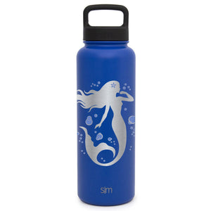 Integrity Bottles Premium Stainless Steel Water Bottle, Two Toned Mermaid #7, Extra Lid, 40oz