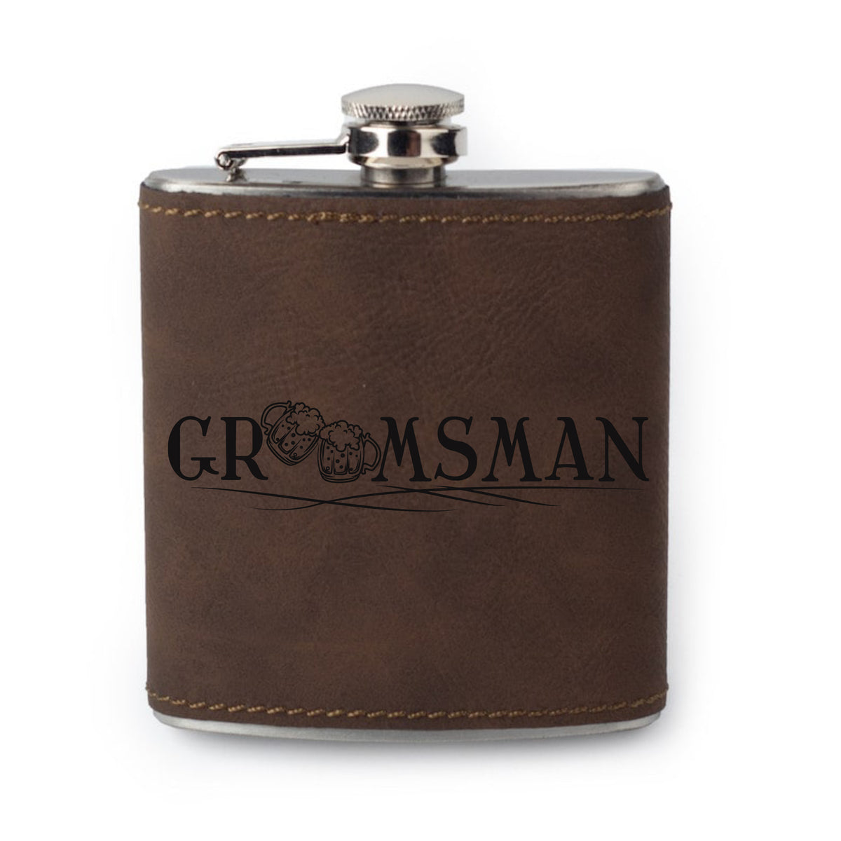 Copy of Integrity Bottles, Wedding Groomsman, Premium Leather Saddle Flask, Laser Engraved Gifts, 6oz